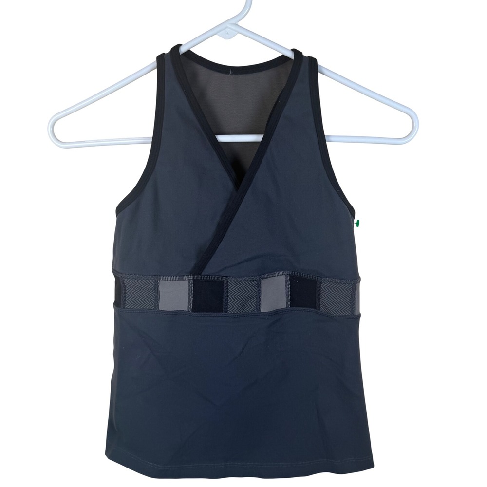 Lululemon Deep V Athletic Tank Women 6 Gray Yoga Activewear High Support Running
